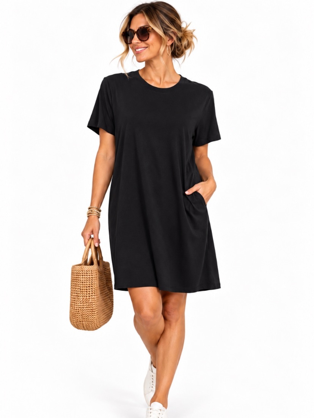 Old Navy “NEW”Black T-Shirt Dress Short Sleeve Casual Streetwear Shift Size XL